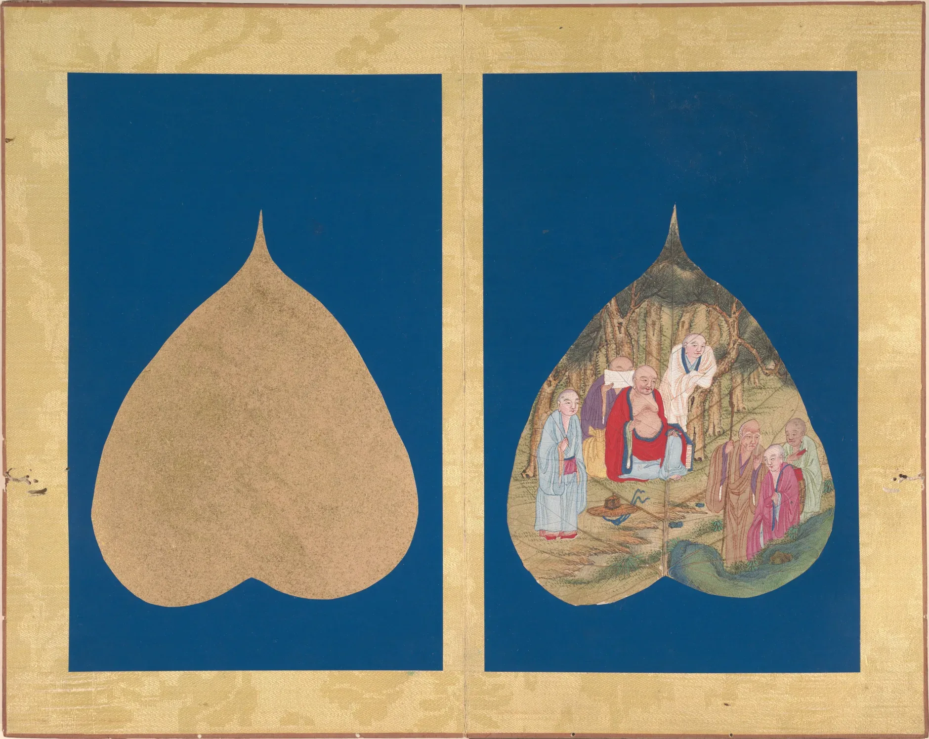Eighteen Arhats Painted on Bodhi Leaves