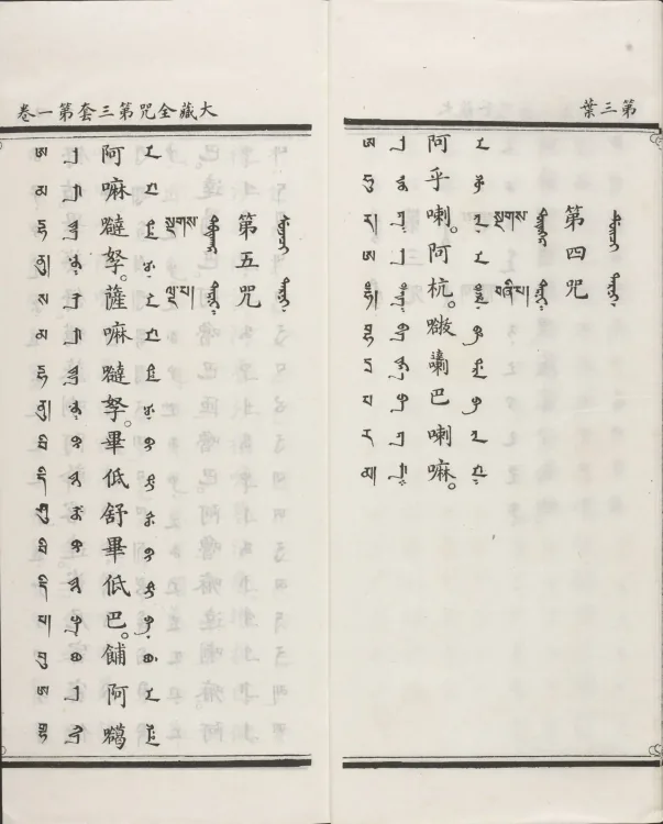 Han-Manchu-Mongolian-Tibetan Four-Script Compendium of the Complete Canon Mantras Page 10