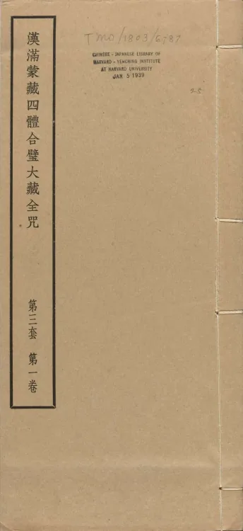 Han-Manchu-Mongolian-Tibetan Four-Script Compendium of the Complete Canon Mantras Page 1