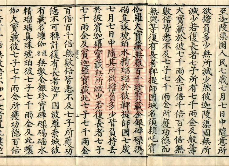 ①Anabinditi Conversion of the Seven Sons Sutra, one fascicle②Sutra in which the Buddha Speaks the Great Loving-Path Parinirvana, one fascicle③Buddha-Mother Parinirvana Sutra, one fascicle④Sutra in which the Buddha Speaks the Seal of the Holy Dharma, one fascicle Page 5