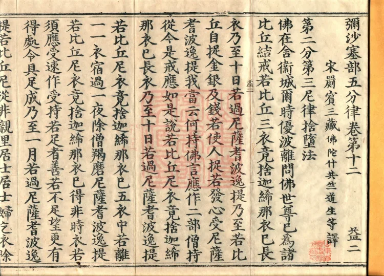 Mishasaka Section Five-Part Vinaya in Thirty Volumes Page 2